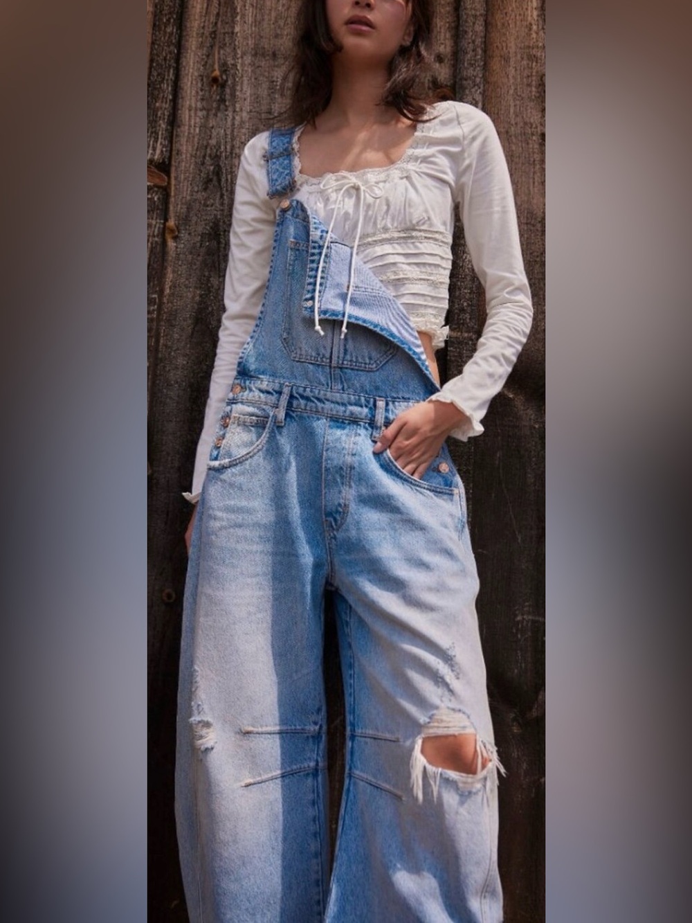 Free people good luck barrel overalls NWT XL